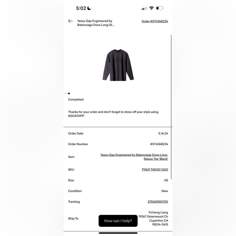 Yeezy Gap Engineered by Balenciaga Dove Long Sleeve Tee Black
Bought on GOAT pic